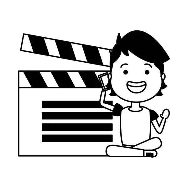 Man with clapperboard avatar character — Stock Vector