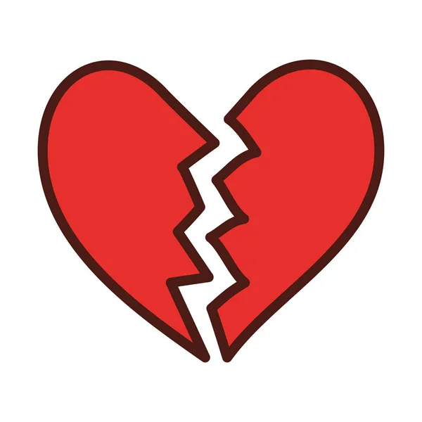 Kırık kalp simgesi boşanma sonunda aşk sembolü — Stok Vektör