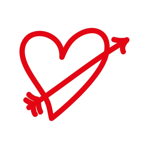 Romantico cuore amore freccia cupido simbolo di San Valentino — Vettoriale Stock