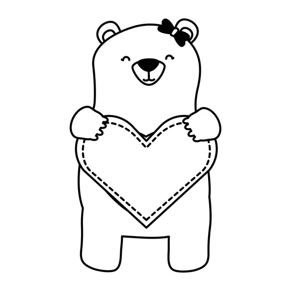 Mãe urso segurando coração —  Vetores de Stock