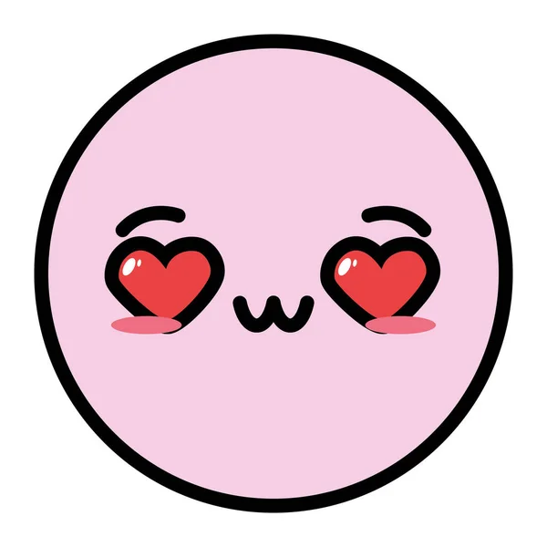 Kawaii emoji visage de dessin animé — Image vectorielle