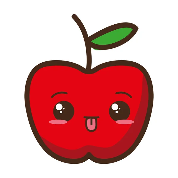 Kawaii dessin animé pomme — Image vectorielle