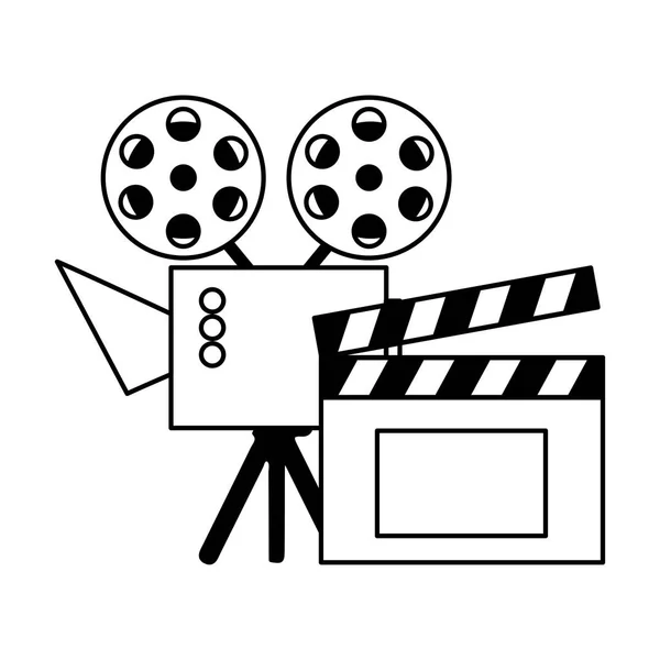 Projetor de cinema e ícone isolado clapperboard —  Vetores de Stock