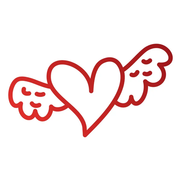 Coração alado romântico simbolizando romance e amor — Vetor de Stock