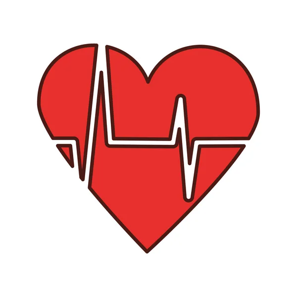 Hart pictogram met teken heartbeat romantische liefde — Stockvector