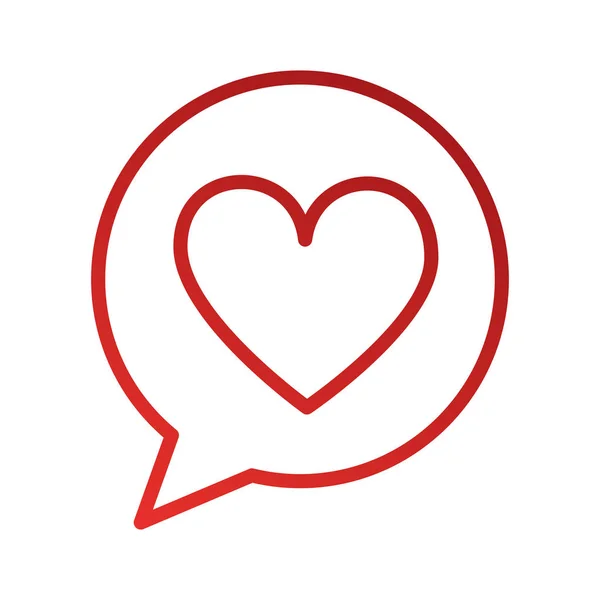 Caja de diálogo de burbuja de voz con icono de amor del corazón — Vector de stock