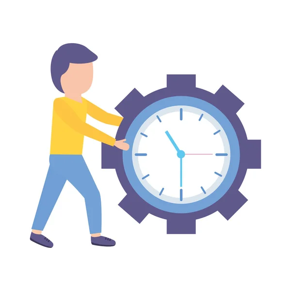 Businessman clock gear — Stock Vector