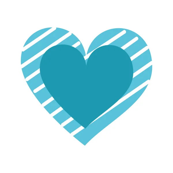 Blauw hart strepen liefde romantiek passie tekening — Stockvector