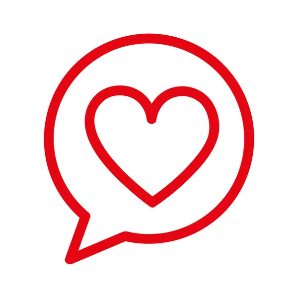 Caja de diálogo de burbuja de voz con icono de amor del corazón — Vector de stock
