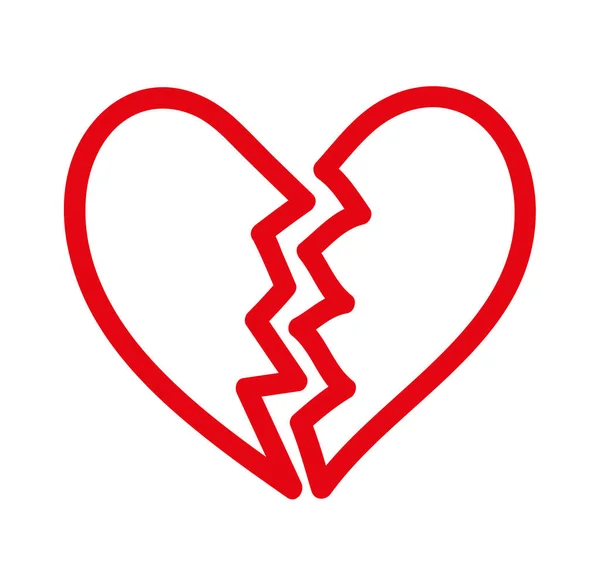 破碎的心图标离婚结束的爱的象征 — 图库矢量图片