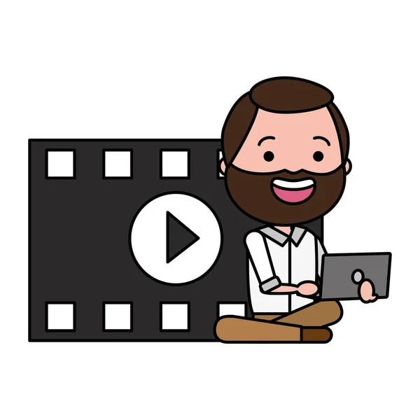 Man with movie objects avatar character — Stock Vector