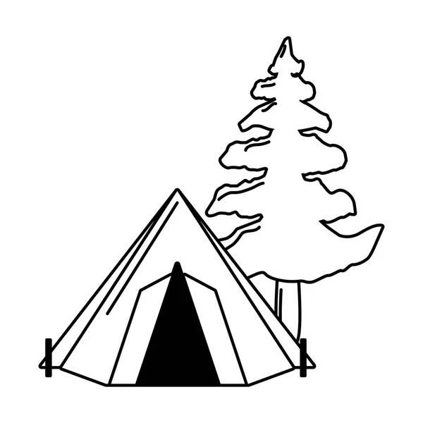 Camping tente arbre — Image vectorielle