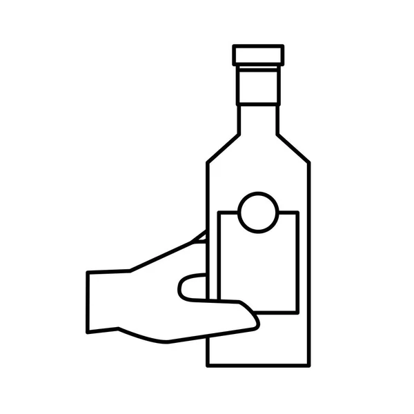 手拿瓶酒隔离设计 — 图库矢量图片