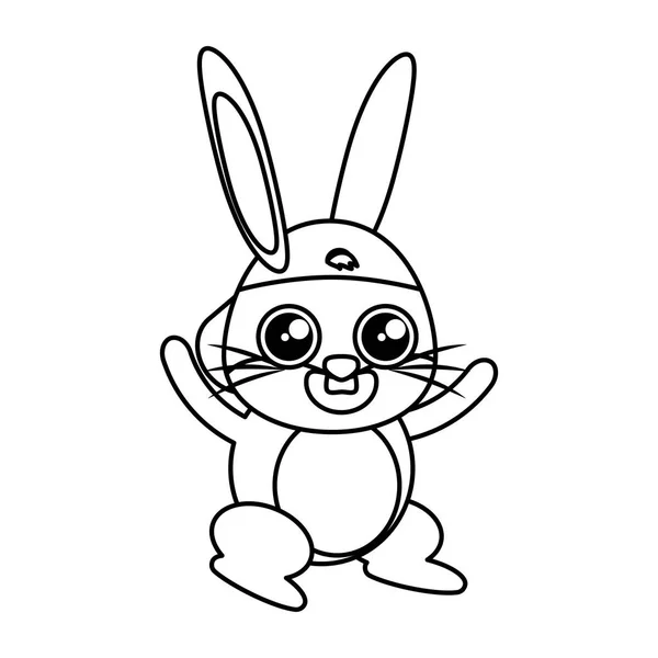 美丽的兔子与帽子复活节字符 — 图库矢量图片