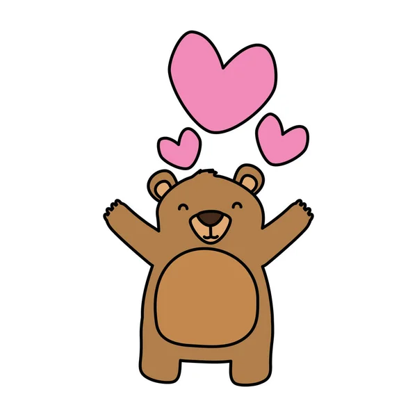 Lindo oso amor corazones — Vector de stock