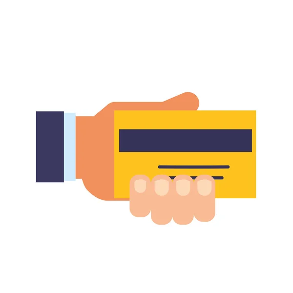 Mão segurando pagamento de cartão de crédito bancário — Vetor de Stock
