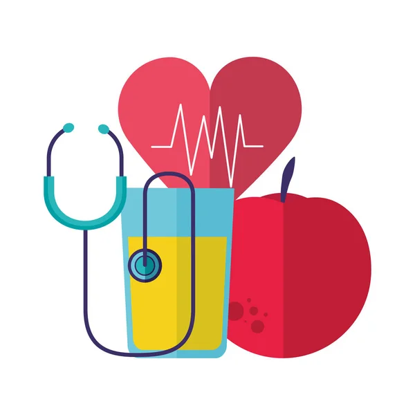 Kesehatan stetoskop jantung buah - Stok Vektor