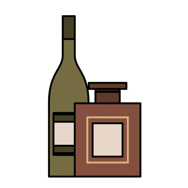 Deux bouteilles boissons liqueur conception isolée — Image vectorielle