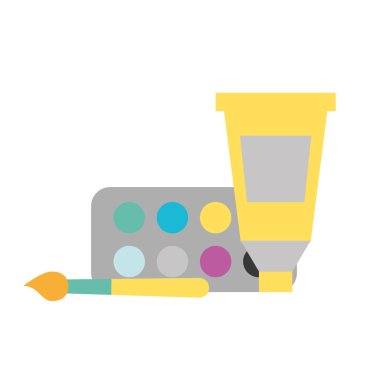 sanatsal tasarım renk tüp paleti ve fırça