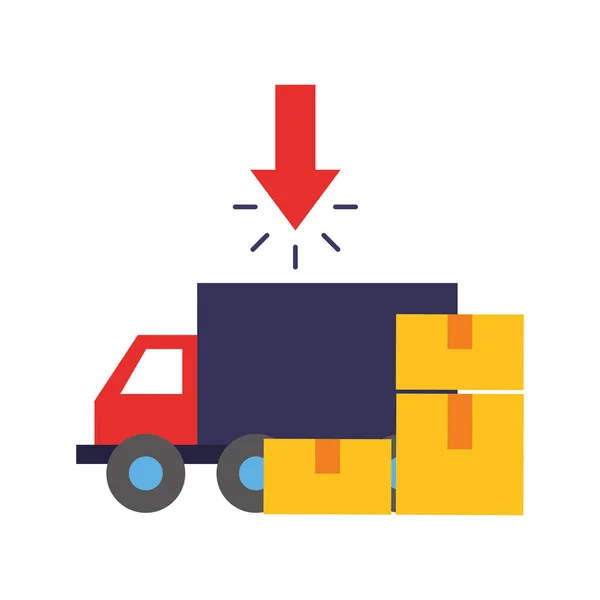 Karton kutular teslim online alışveriş kamyon — Stok Vektör
