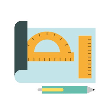 grafik tasarım sayfası iletki cetvel ve kalem