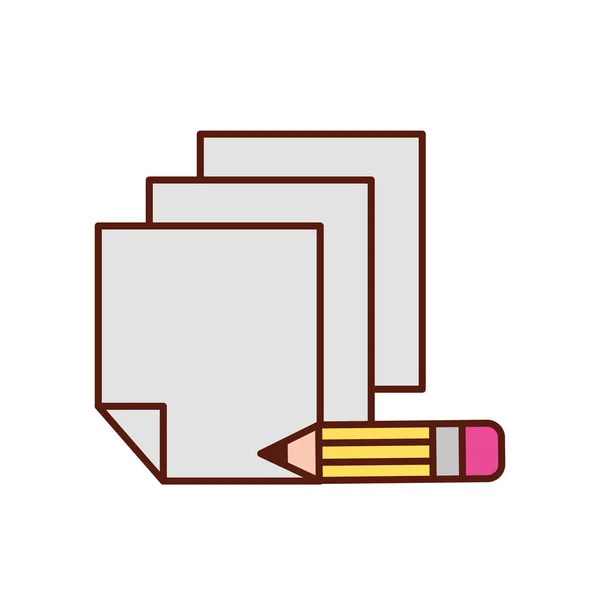 Folhas de design gráfico papel e lápis ferramentas — Vetor de Stock