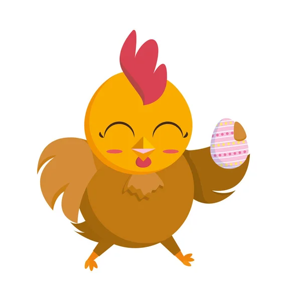 Hermosa gallina con huevo pintado carácter de Pascua — Vector de stock
