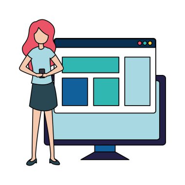 smartphone ve sosyal ağ profili kadın ile