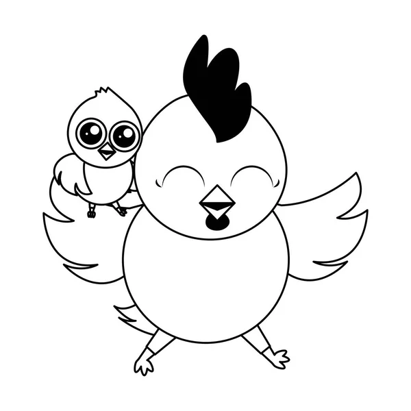 Mignonne poule et poussin — Image vectorielle