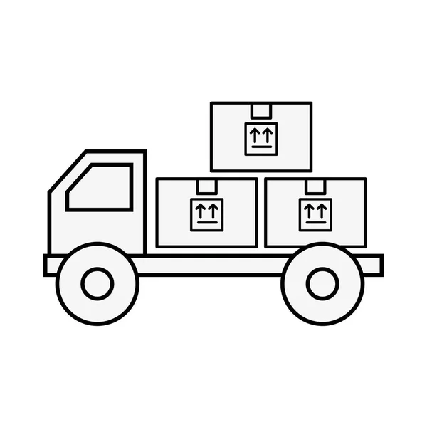 段ボール箱の物流トラックの貨物のオンライン ショッピング — ストックベクタ