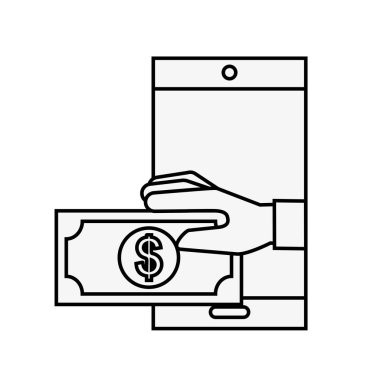 banknot online alışveriş ile smartphone el