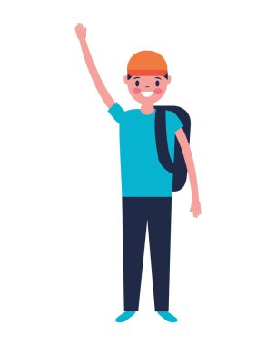 Gezgin adam turist beyaz arka plan üzerinde