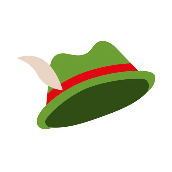 Sombrero verde con pluma y cinta — Archivo Imágenes Vectoriales