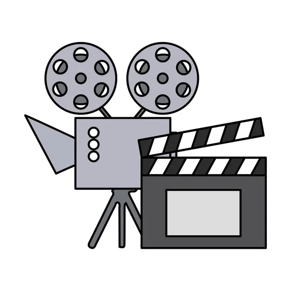 Kino projektor a klapka izolované ikona — Stockový vektor