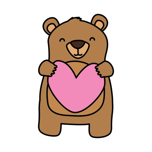 Söt björn håller hjärtat — Stock vektor