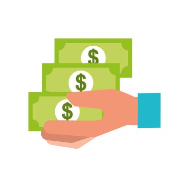 banknot para online alışveriş tutan el
