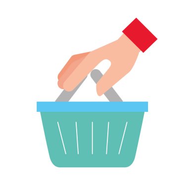 online alışveriş sepeti tutan el