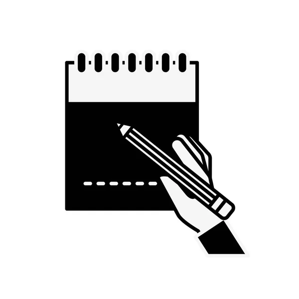 Рука тримає олівець на блокноті — стоковий вектор