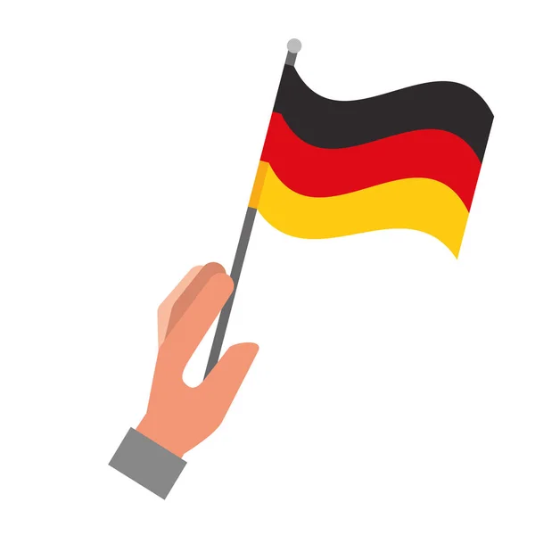 Hand met Duitsland vlag geïsoleerd — Stockvector