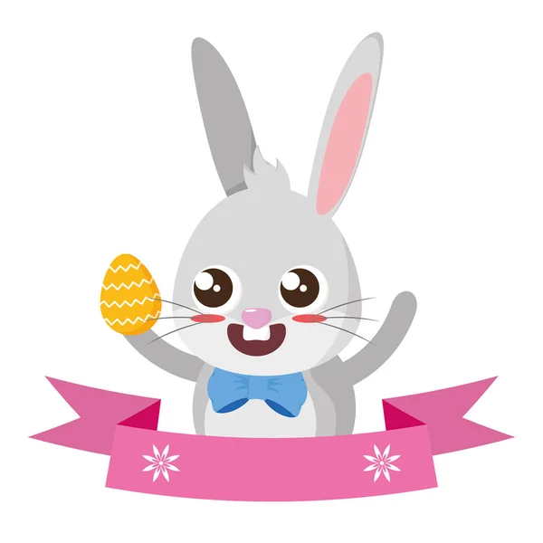 Vackra kanin med ägg målade påsk karaktär — Stock vektor