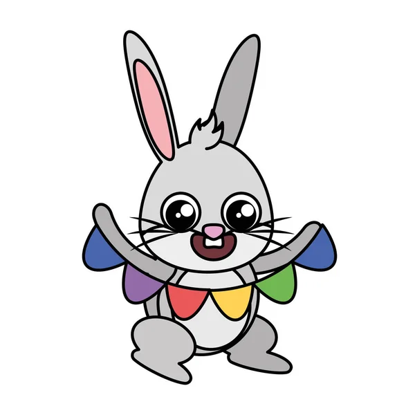 Vackra kanin med krans påsk karaktär — Stock vektor