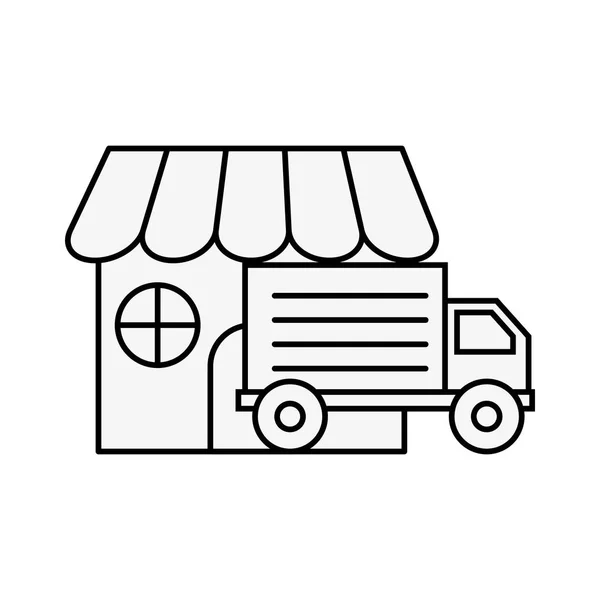 Online nákup logistické truck store trh — Stockový vektor
