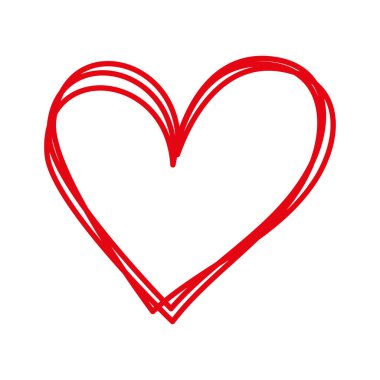 Doğrusal karikatür elle çizilmiş kalp doodle