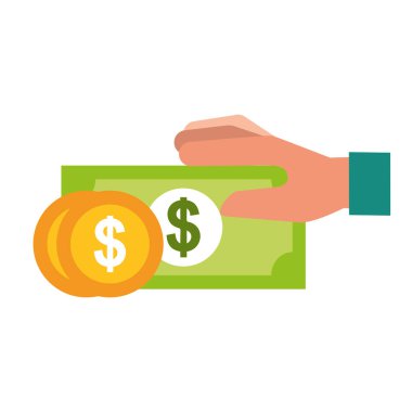 El banknot paraları para online alışveriş tutan