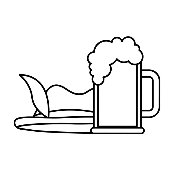 Drie flessen bier alcohol geïsoleerd ontwerp — Stockvector