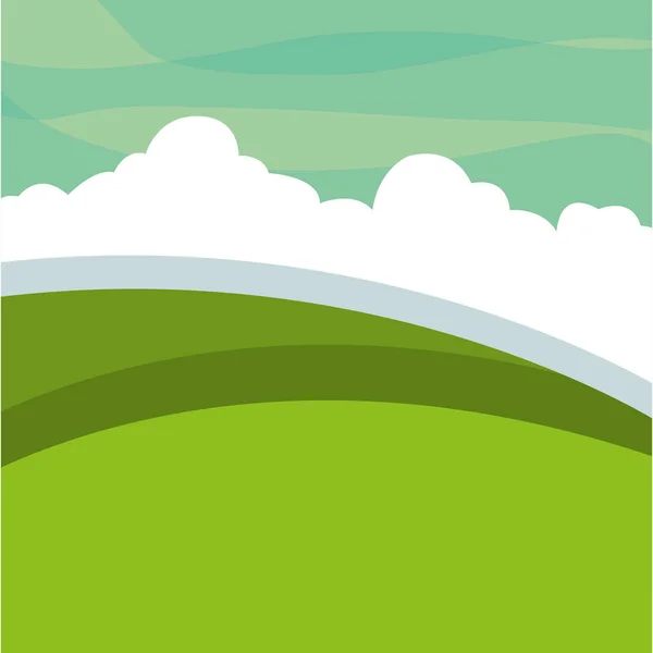 Chmury krajobraz zielony łąka — Wektor stockowy