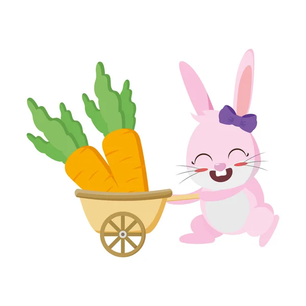 Carote coniglio carino nel passeggino — Vettoriale Stock