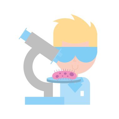 bilimsel erkek Profesör mikroskop bakteri araştırma