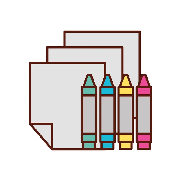 Lápis de cor de design gráfico e ferramentas de folha — Vetor de Stock