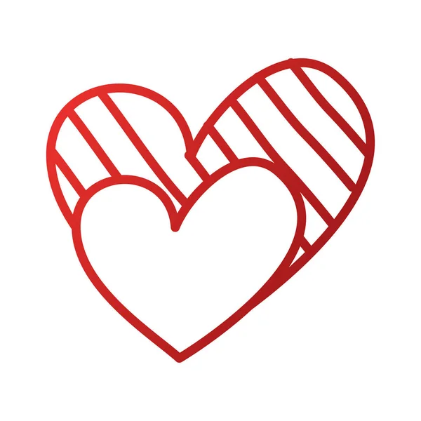 Hjärta kärlek Romantik passion dekorera ränder prickar — Stock vektor